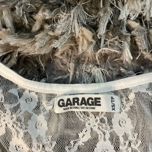 Garage White lace Y2K crop top XS - Picture 2 of 7